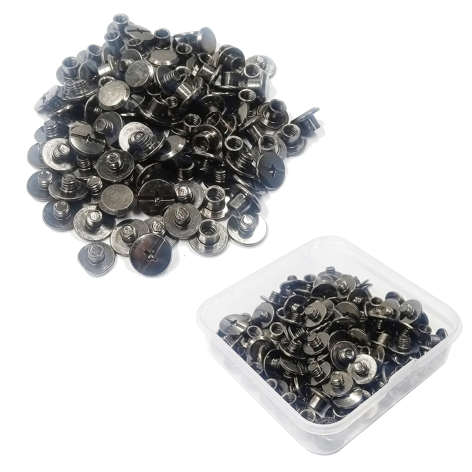 JXPXJMY 50 PCS Chicago Screw Set, Carbon Steel Binding Rivets for Books Leather Ledgers Travel Cases (Glossy Black, M5*4) — image 1