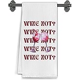 Elefeltclave Funny Red Wine Themed Party Kitchen Towels, Best Red Wine Gifts for Women Men Lovers Dish Tea Hand Bar Towels for Kitchen Bar Cart Decor, 16x24 Inch