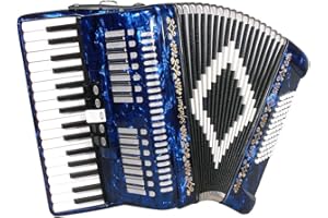 G-CAIH SofiaMari SM3472 Accordion Package: 34 Key, 72 Bass, Piano Accordion, Trolly Case and Leather Straps (Dark Blue Pearl)