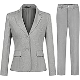 YYNUDA Women's Business 2 Piece Office Work Suit Set Single Breasted Solid Blazer Jacket and Pants
