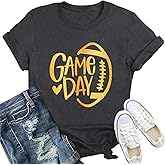 IFQ Womens Game Day Shirt Football Sunday Funday T-Shirt Football Season Rugby Mom Tee