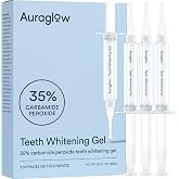 Auraglow 35% Teeth Whitening Gel for Trays, Retainers &amp; Aligners &ndash; Dentist Strength Carbamide Peroxide Whitener, 30 Treatments, 3 Syringes (5mL)