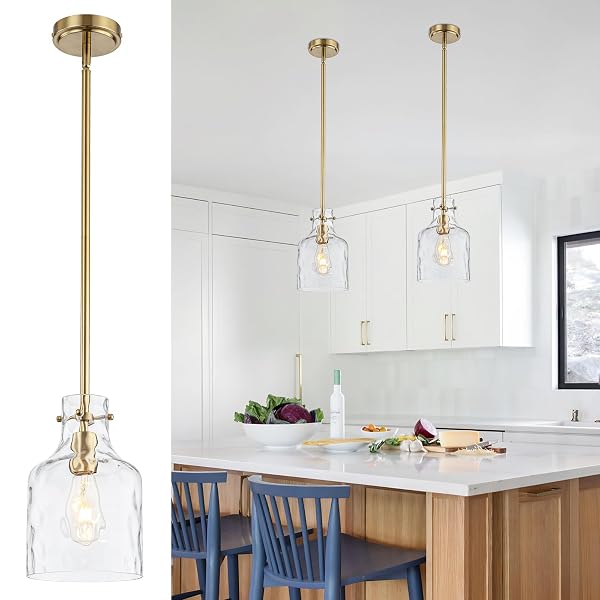WILON INDUSTRIAL PENDANT LIGHTING, PENDANT LIGHTS FOR KITCHEN ISLAND 3 LIGHT GLASS PENDANT LIGHT FIXTURE WITH SEEDED GLASS SHADE, ADJUSTABLE CORD FARMHOUSE CEILING LIGHT BLACK FINISH LINEAR CHANDELIER