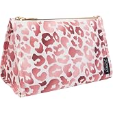 Aosbos Leopard Cosmetic Bag for Women, Travel Makeup Organizer Pouch | Waterproof Fabric,Smooth Metal Zip,Multi Pocket,Lightweight