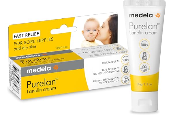 Medela Purelan Lanolin Nipple Cream, Fast Relief for Sore Nipples & Dry Skin During Breastfeeding, Safe for Breastfeeding Bab