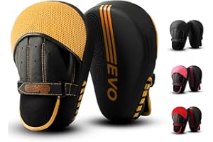 EVO Fitness Curved Matte Black Boxing Pads Men Women Boxing Mitts Focus Punching MMA Muay Thai Martial Arts Kickboxing Hook and jab Hand Target Strike Shield Training Pads