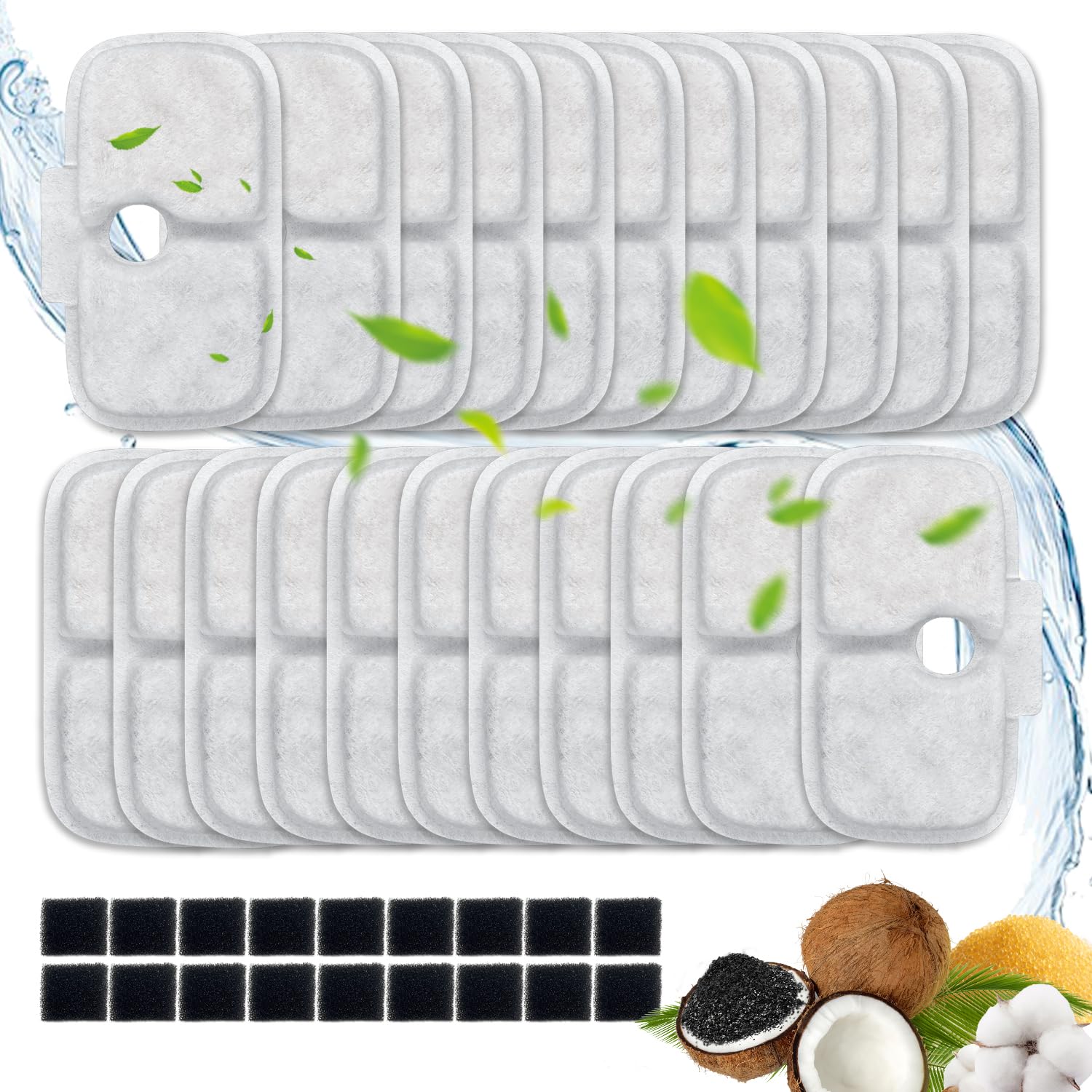 Photo 1 of 40 Packs for Petlibro Cat Water Fountain Filters Replacement, Compatible with PETLIBRO®Dockstream Cat Water Fountain PLWF005 PLWF115 PLWF105 (20 Replacement Water Filters + 20 Pre-Filter Sponges)