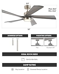 VONLUCE Ceiling Fans with Lights, 52" Ceiling Fan
