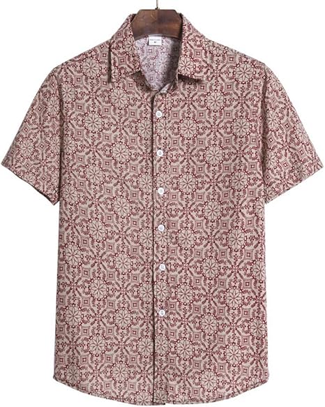 Amazon Co Jp 大きいサイズ メンズ 半袖シャツ レギュラーカラー ペイズリー柄 夏用 エスニック ボタンダウン レトロ 赤 柄シャツ 和柄 花柄 祭り カジュアル ゆったり 重ね着 折り襟 男女兼用 黒 ソフト M 5xl ホーム キッチン