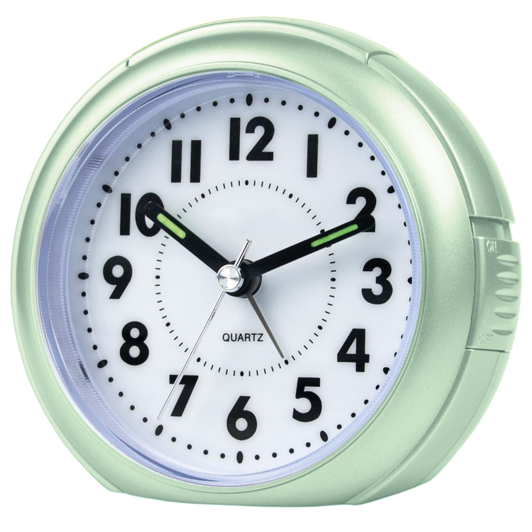 Atrium A240-13 Analogue Quartz Alarm Desk Clock without Ticking with Light and Snooze, Mint Green Metallic