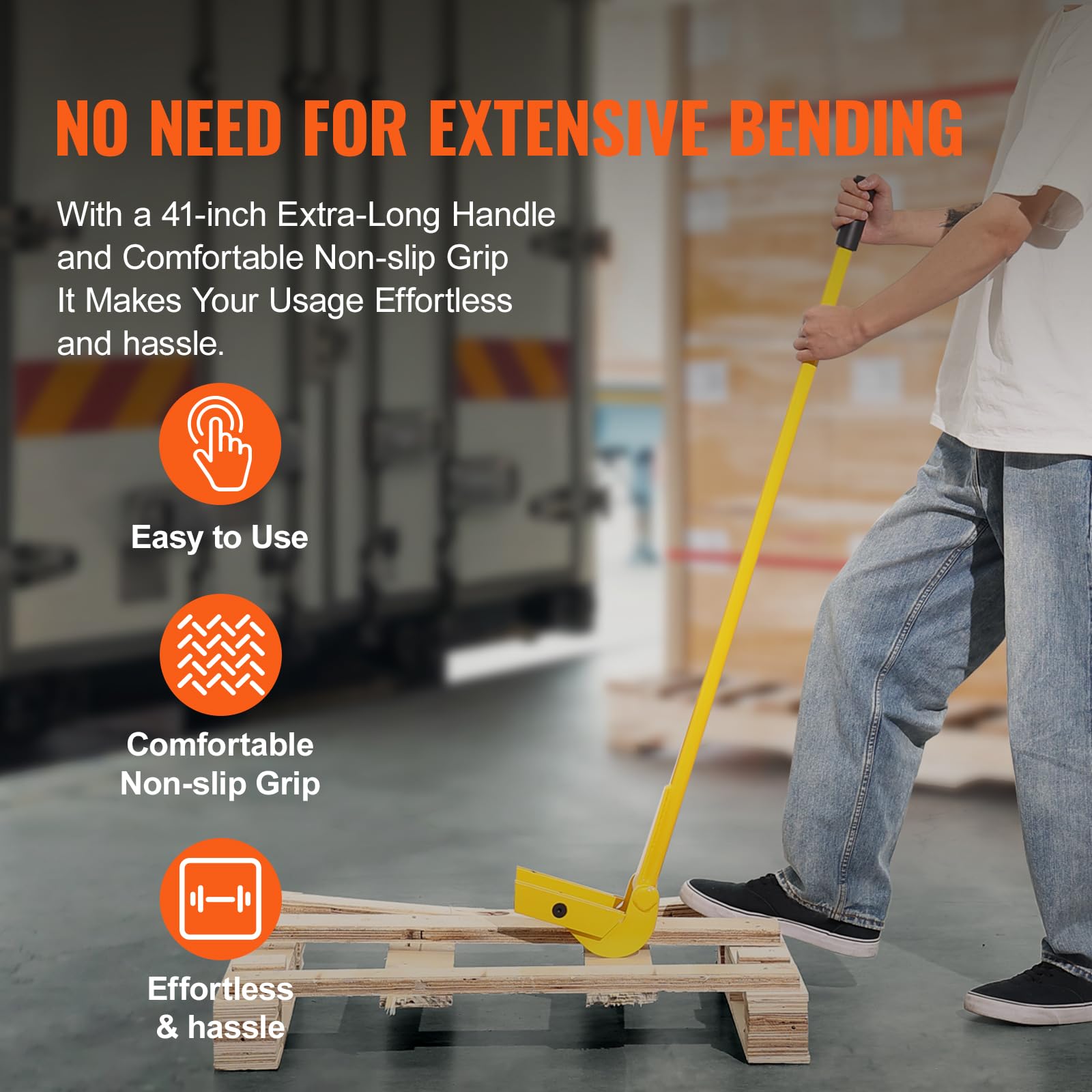 thumbnail image 2 of Pallet Buster VEVOR Tool With 41-Inch Long Handle, Carbon Steel Heavy Duty Deck Wrecker Wrecking Bar 2 of 14