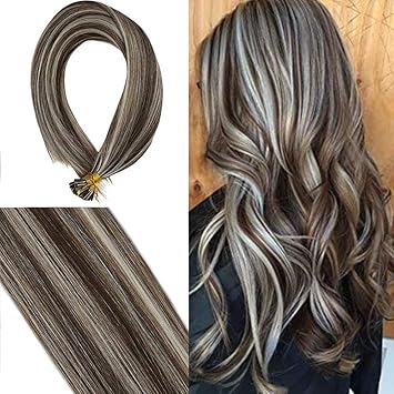 Amazon Com Youngsee 16inch Pre Bonded I Tip Hair Extensions Dark