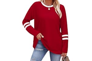 Sampeel Long Sleeve Shirts for Women Color Block Casual Tops Fall Outfits 2025 Basic Tees Trendy Clothes