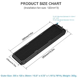 DIYhz Water Cooling Computer Radiator, 12 Pipe