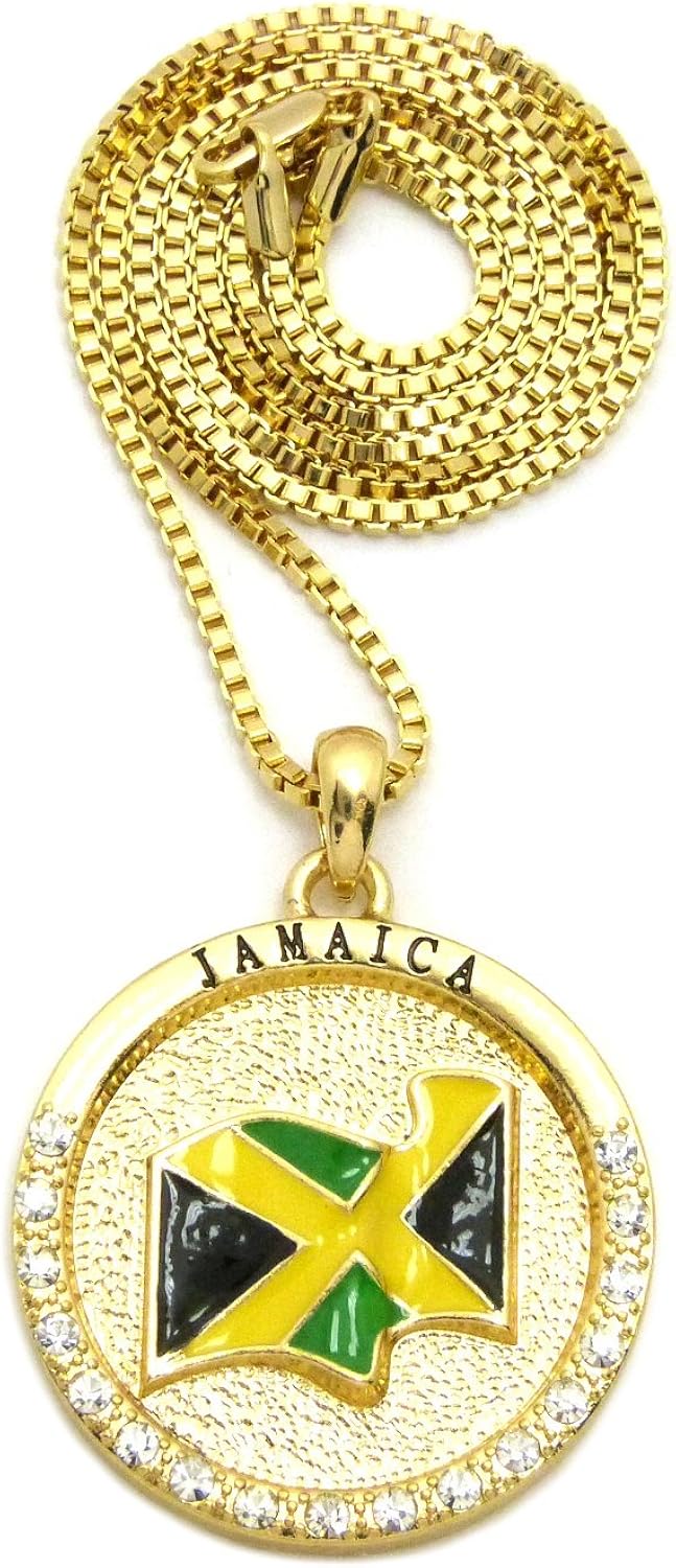 Fashion 21 Jamaica Flag Pendant 24" Various Chain Necklace
