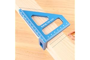 KETIPED 3D Multi-Angle Measuring Ruler,45/90 Degree Aluminum Alloy Woodworking Square Protractor, Miter Triangle Ruler High Precision Layout Measuring Tool for Engineer Carpenter,002BLUE