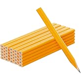 25 Pack Carpenter Pencils with Ruler - Flat Yellow Octagonal Woodworking Pencils for Construction, Marking, Framing - Hard HB Graphite