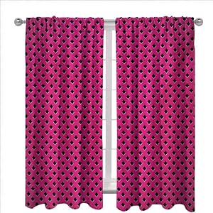 Magenta Blackout Curtain Panels, Diamond Line Grill Cross Wire Design