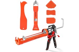 ValueMax Caulk Gun, 9 Inch Silicone Sealant Caulking Gun for Caulking/Filling/Sealing, Trigger Comfort Grip and Iron Smooth Rod, Ideal for Tiles, Window Joints, 8:1 Thrust Ratio