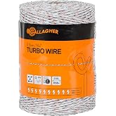 Gallagher Electric Fence Turbo Polywire | 9 Mixed Metal Strands for 40x More Conductivity and Extreme Power | Ideal for Long Portable Fences | UV, Rust Resistant | 3/32" Diameter Polywire | 656 Foot