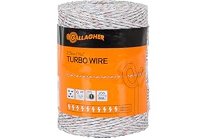 Gallagher Electric Fence Turbo Wire | 9 Mixed Metal Strands for 40x More Conductivity and Extreme Power | Ideal for Long Portable Fences | UV, Rust Resistant | 3/32" Diameter Turbowire | 656 Foot