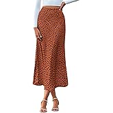 BTFBM Satin Skirts for Women Trendy Spring Summer 2026 High Waisted Leopard Print Cocktail Wedding Long Silk Midi Skirt