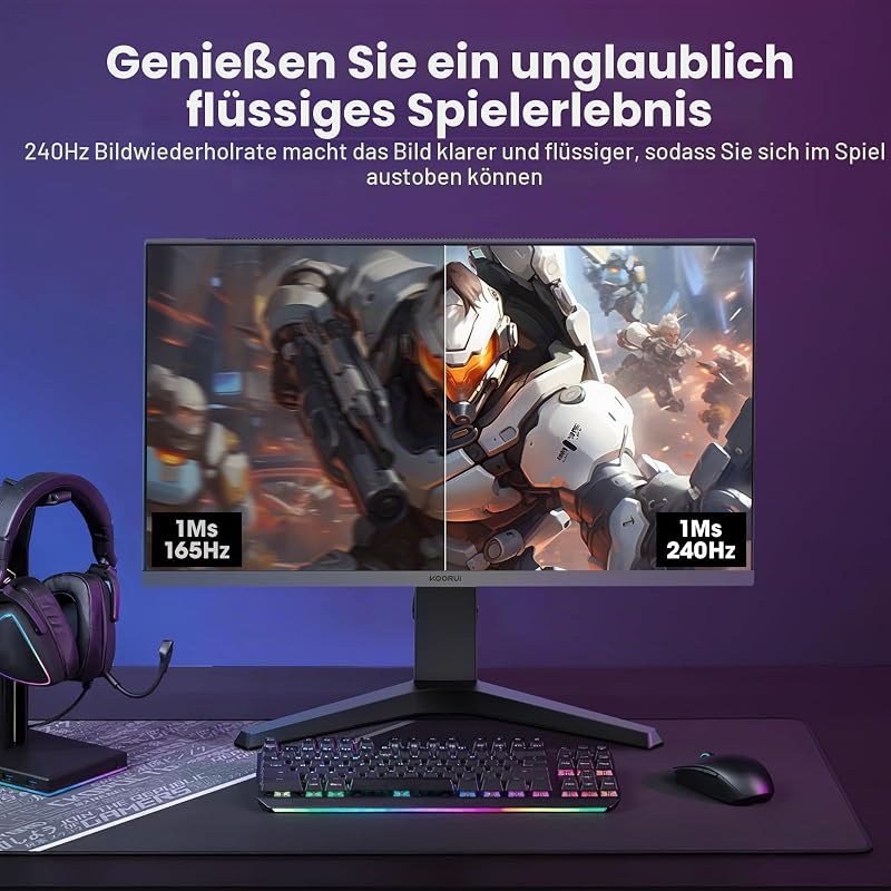 Gaming Monitor 27 Zoll - WQHD Bildschirm PC, 240Hz, 1ms, Adaptive-Sync, Gsync Compatibility, (2560x1440, HDMI, DisplayPort, HDR 400) schwarz/rot