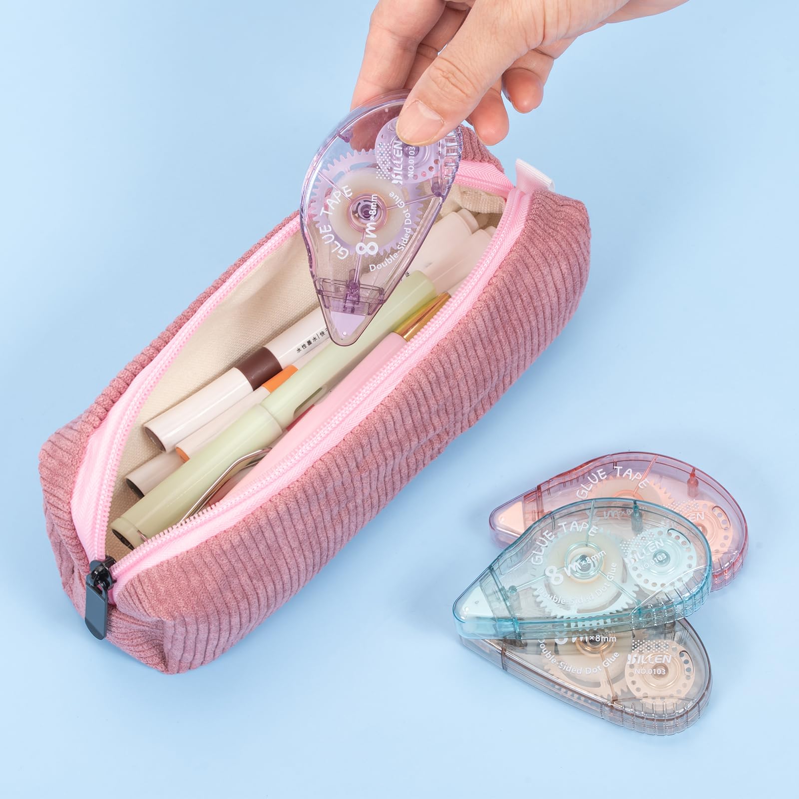 4 Pack Double Sided Tape Roller, Scrapbook Supplies, Glue Tape Roller for Crafts, Double-Sided Adhesive Tape Runner for scrapbooking, School Office Journaling Supplies (0.31 inch X 26.25 feet)