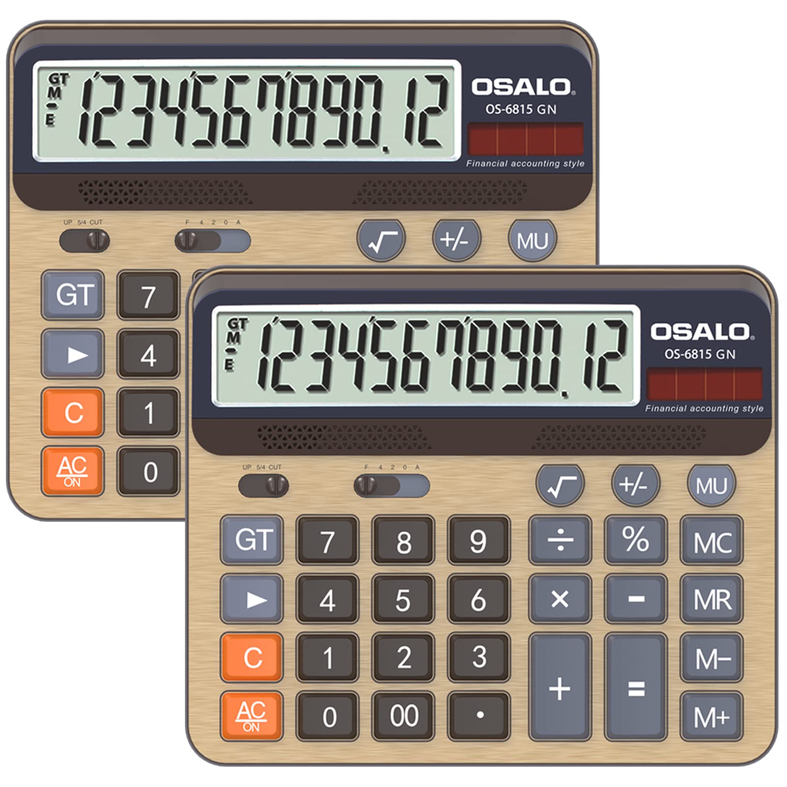 Photo 1 of Desktop Calculator Extra Large 5-Inch LCD Display 12-Digit Big Number Accounting Calculator with Giant Response Button, Battery & Solar Powered, Perfect for Office Business Home Daily Use(6815GN-2pcs)