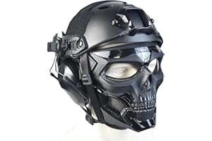HDLSINA Tactical Full Airsoft Mask & Tactical Helmet with Earmuffs Ear Hearing Protection Noise Cancelling Shooting Ear Protection for Cosplay Costume Movie Shooting
