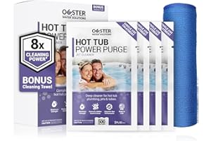Bio Ouster Power Purge Hot Tub Jet Cleaner w/Towel - Hot Tub Cleaner for Jets, Tubes, Plumbing - for Standard & Inflatable Spas - Removes Gunk Buildup for Crystal Clear Water - Made in USA (4-Pack)