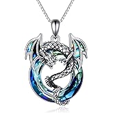 LILALO Dragon Necklace for Women Sterling Silver Crystal Dragon Gifts Jewelry