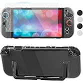 Clear Dockable Case for Nintendo Switch 2, FUNDIARY Protective Hard PC Transparent Case Protector for Switch 2 Slim Cover Shell Accessories with Screen Protector &amp; 4 Thumb Caps