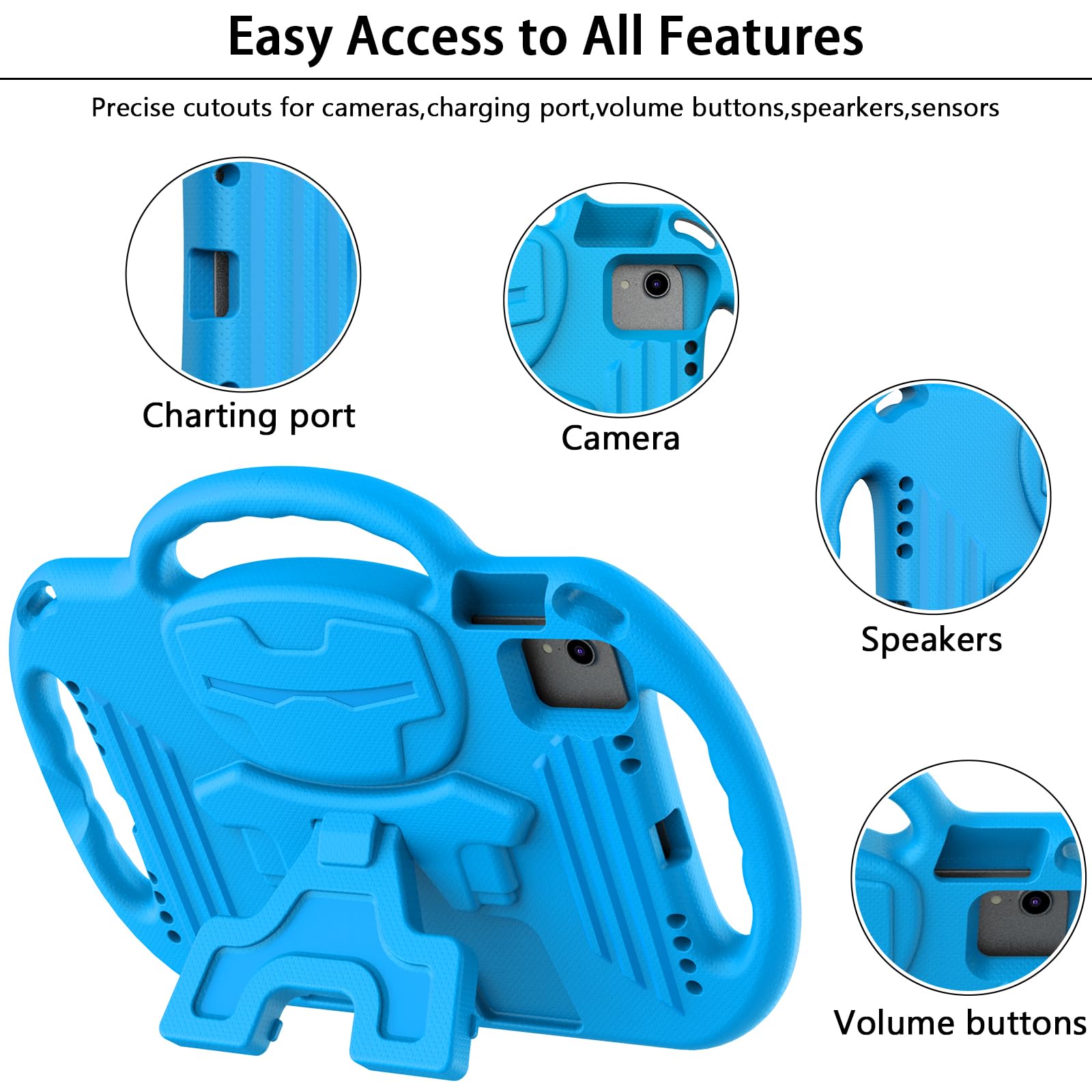 LTROP Kids Case for iPad A16 11th Generation (11-inch,2025)/ 10th Generation (10.9 Inch,2022)/ Air 5th/ 4th Gen 10.9” with Shoulder Strap, Shockproof Lightweight Handle Stand Child Bumper Case, Blue