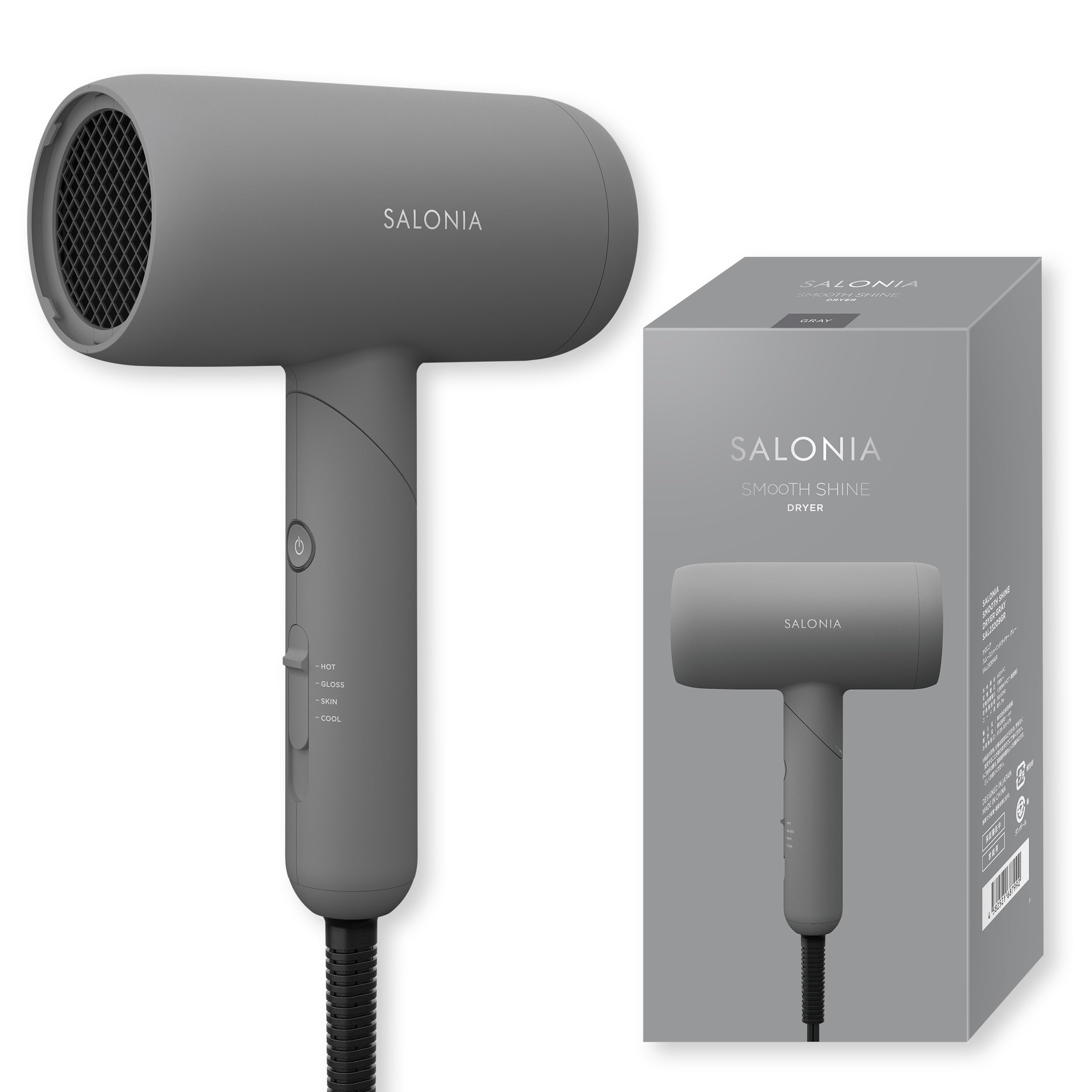 SALONIA サロニア スムースシャイン ドライヤー 大風量 速乾 軽量 ヘアドライヤー グレー【Amazon.co.jp限定】商品画像