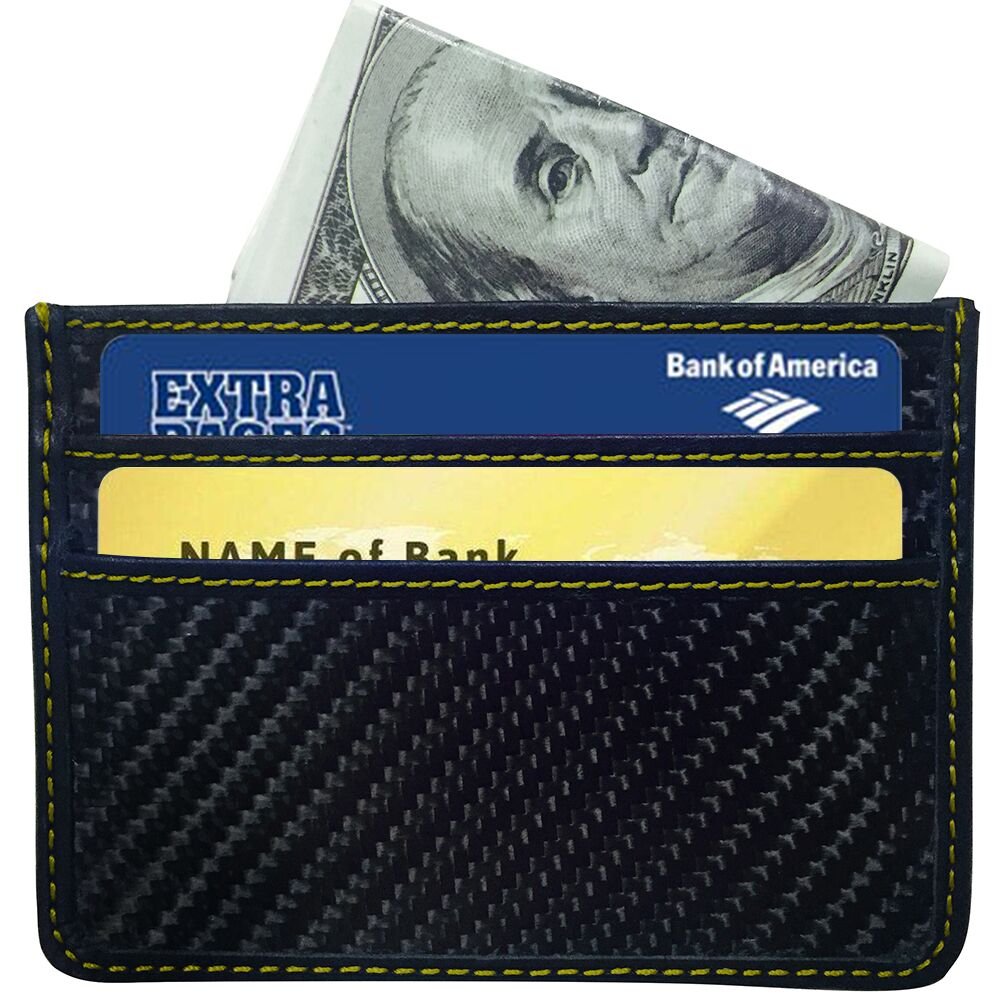 RFID Blocking MGCFTan Money Clip Glossy Carbon Fiber wallet Credit Card Business Card Holder 3K twill Gold