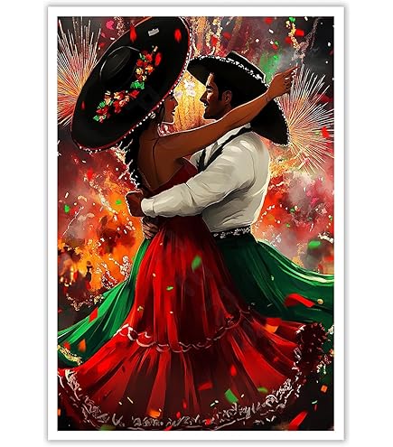 Amazon.com: Retro Sweet Couple Mexican Paintings Canvas Wall Art