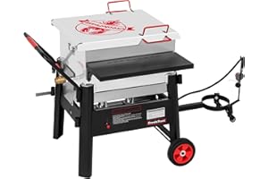 Creole Feast CFB1001A 90 QT Crawfish Boiler, Outdoor Single Sack Propane Gas Cooker with Folding Cylinder Mounting Bracket and Stirring Paddle for Seafood & Crawfish Season, Black