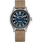 Hamilton Khaki Field Titanium Automatic Men's Watch, 42mm Titanium Case | Swiss Made, Blue Dial Analog Watch, Water Resistance 100m, Sapphire Crystal, 3-Hand Movement, Cow Leather Strap
