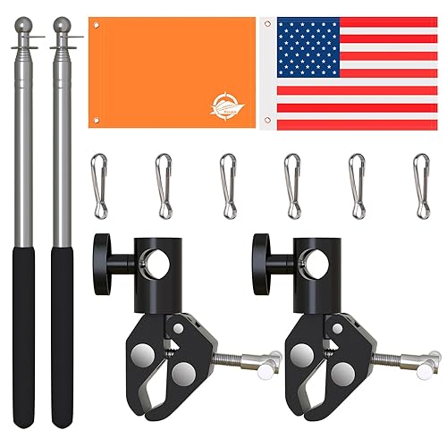 Pack American Flag With Orange Holder 48 Inch Water Ski Flag