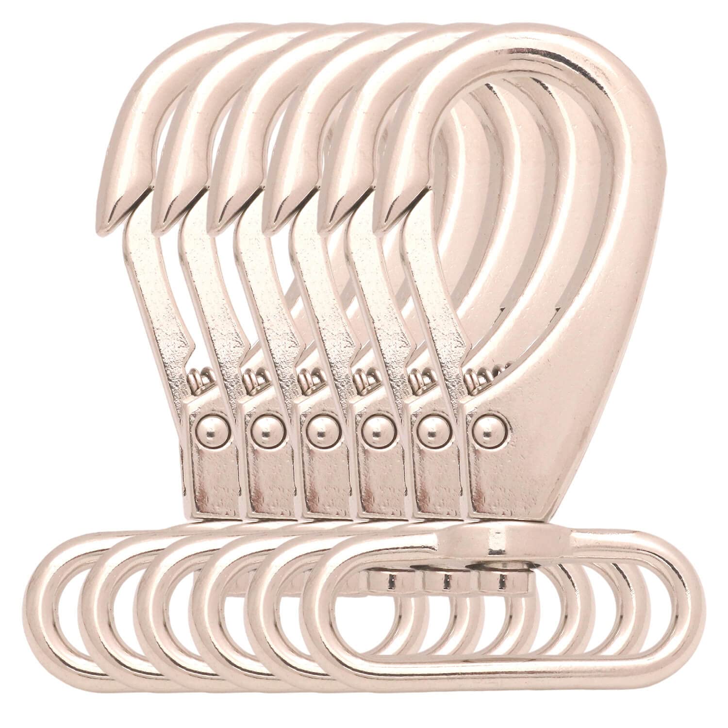 BIKICOCO 1-1/2'' Swivel Bolt Snap Hook Lobster Claw Clasp Trigger Spring Loaded Clip, Oval-Ring Ended, Silver - Pack of 6
