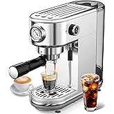 atatix Espresso Machine with Milk Frother, 20 Bar Pressure Espresso Maker, with 44OZ Removable Tank, Compact Stainless Steel Coffee Machine for Home, Office, Latte, Cappuccino, Gift for Women or Men