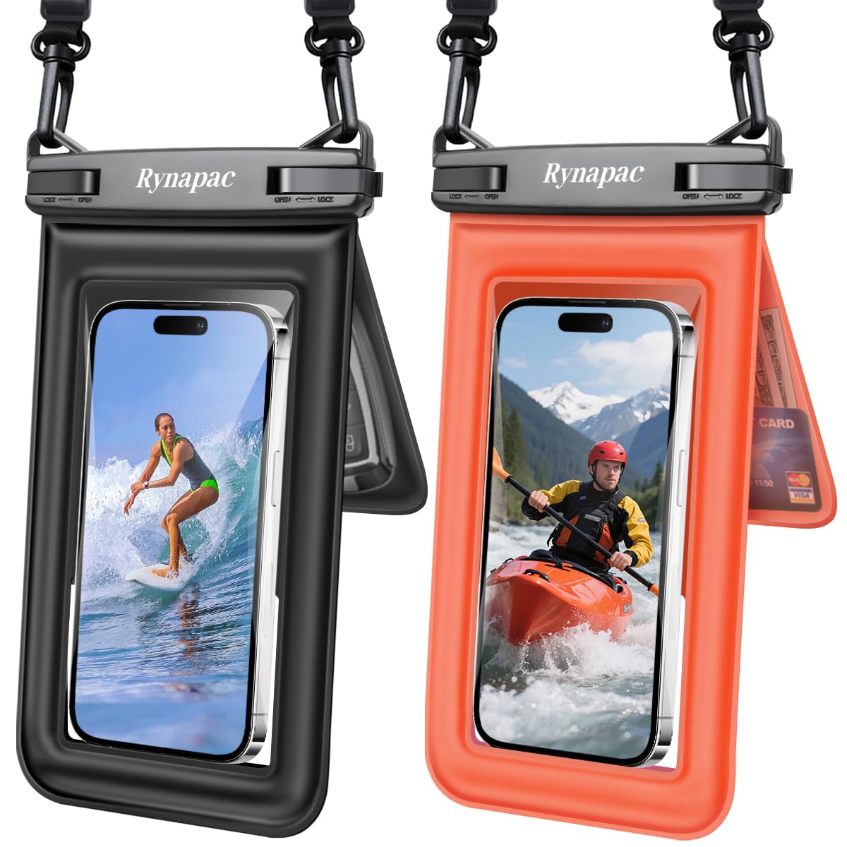 Photo 1 of [Up to 8.5''] Waterproof Phone Pouch Floating, Double Bags Waterproof Phone Case with Lanyard for iPhone 16 15 Pro Max, Galaxy S25 S24 Ultra, IPX8 Cellphone Dry Bag Beach Cruise Ship Essentials 2 Pack