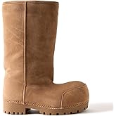 XBKXMK Suede Knee High Boots for Women Platform Round Toe Winter Fur Snow Boots Chunky Heel Fashion Boots