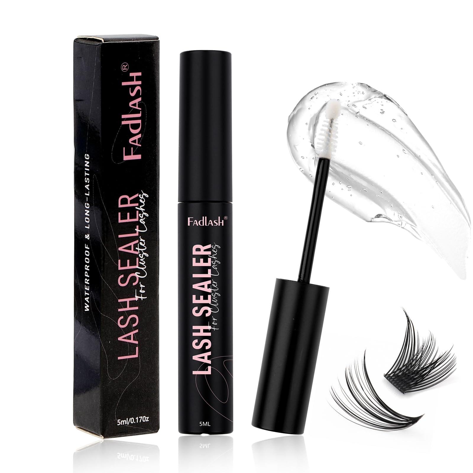 Fadlash Lash Sealant for Eyelash Extensions Lashes Seales Overnight Sealer for Cluster Eyelashes Long-Lasting Retention Overnight Sealer Eyelashes Seal Coating (Clear, 5ml)