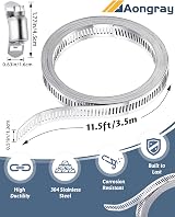 Aongray Hose Clamp 3.5m Adjustable Jubilee Clips 304 Stainless Steel 12 view 3