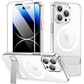 xiwxi for iPhone 14 Pro Case with Kickstand,[Compatible with Magsafe][1*Screen Protector],Military-Grade Protection & Anti-Yellowing,Magnetic Phone Case for iPhone 14 Pro,Clear