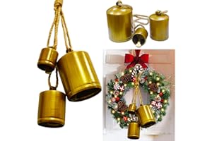 JUNQIU US JUNQIU Christmas Bells for Decoration, Large Gold Cow Bells Christmas Decor, Rustic Brass Bells Vintage Christmas Decor with 3 Hanging Bells
