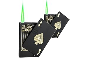 Zoocura 2 Pack Jet Torch Lighter Ace Card Lighter Green Flame Refillable Butane Lighter Ace of Spades Cool Lighter Adjustable Windproof Poker Lighter Playing Cards Pocket Lighter (Without Gas)