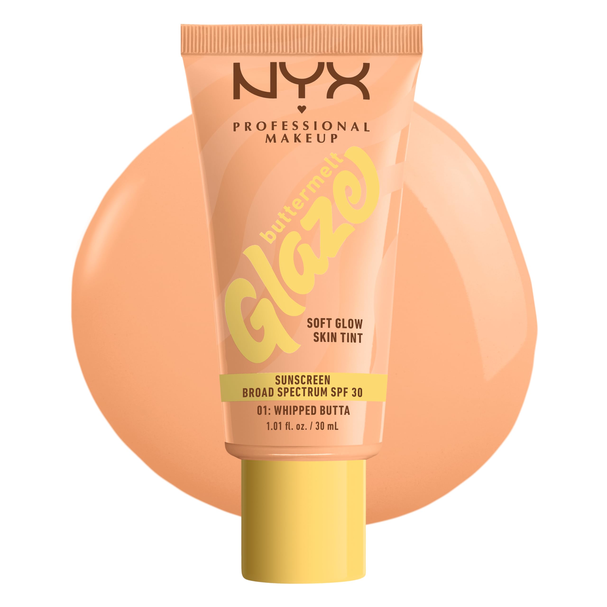 Photo 1 of NYX PROFESSIONAL MAKEUP Buttermelt Glaze Soft Glow Skin Tint with SPF 30, Up To 12HR Wear, 01 Whipped Butta